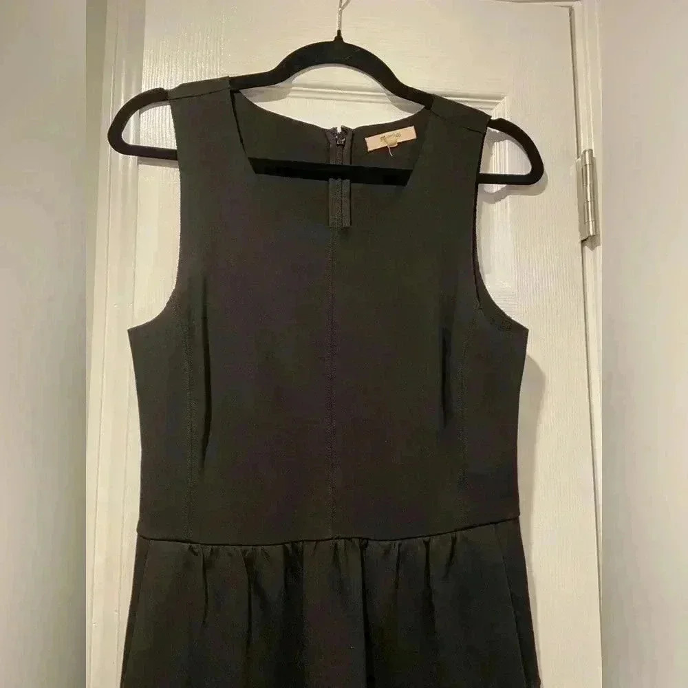 Madewell Stretchy Black Ribbed Mini Tank Dress Zip Back Bodycon Scuba Size Small - Picture 3 of 14